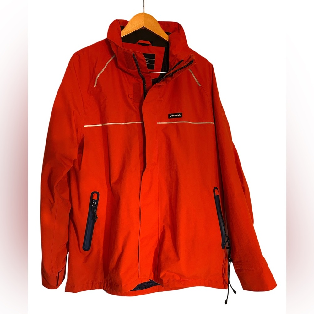 Lands’ End Performance Rain Jacket | Bright Orange Men’s Medium